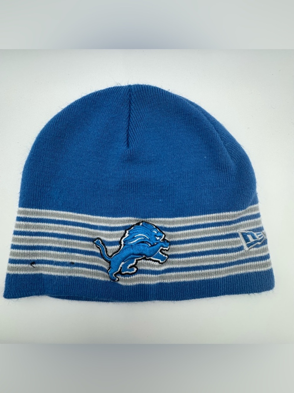 Detroit Lions New Era Knit Beanie Striped Embroidered Logo One Size NFL Hat